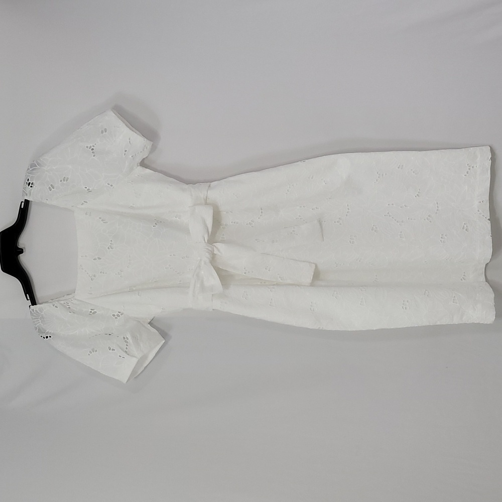 Ann Taylor Women's White Eyelet Puff Sleeve Midi Dress - Picture 15 of 17